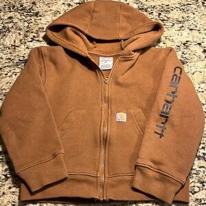 Carhartt Toddlers Full-Zip Logo Fleece Hooded Sweatshirt 4T Carhartt Brown